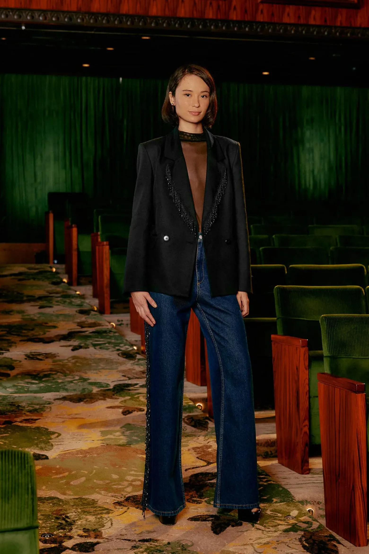 FRINGES BEADS WIDE PANTS