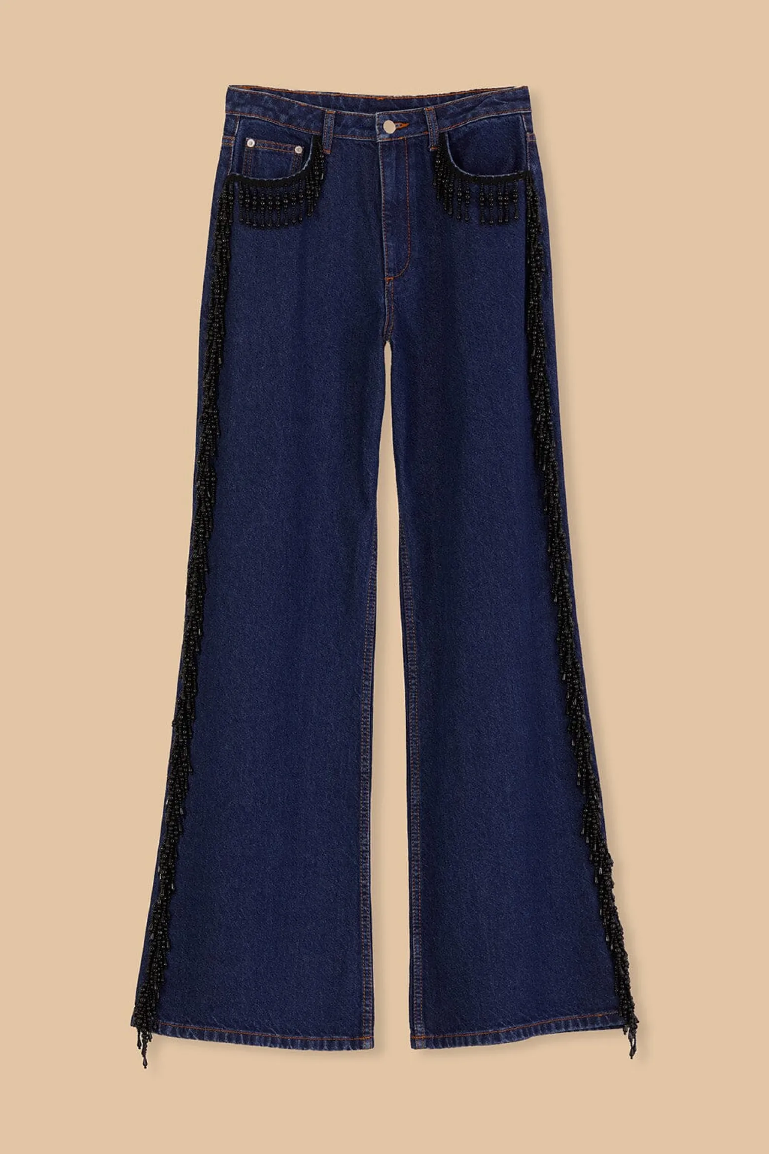 FRINGES BEADS WIDE PANTS