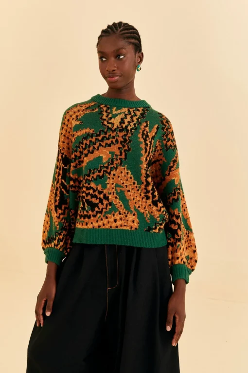  GREEN CROCO KNIT SWEATER