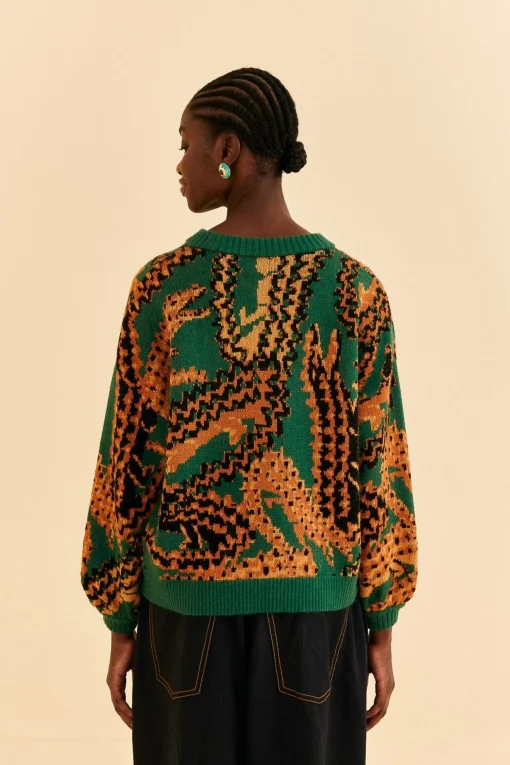  GREEN CROCO KNIT SWEATER