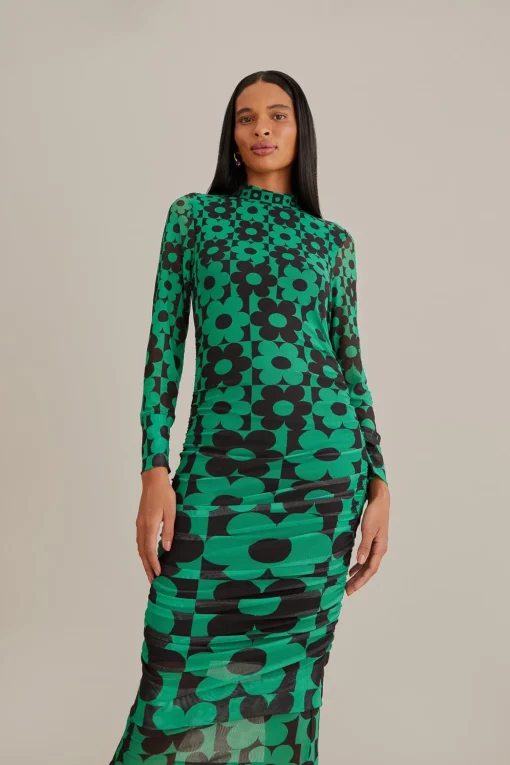  GREEN LOVEDAISY TULLE MIDI DRESS