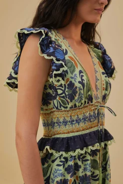  GREEN OCEAN TAPESTRY MAXI DRESS