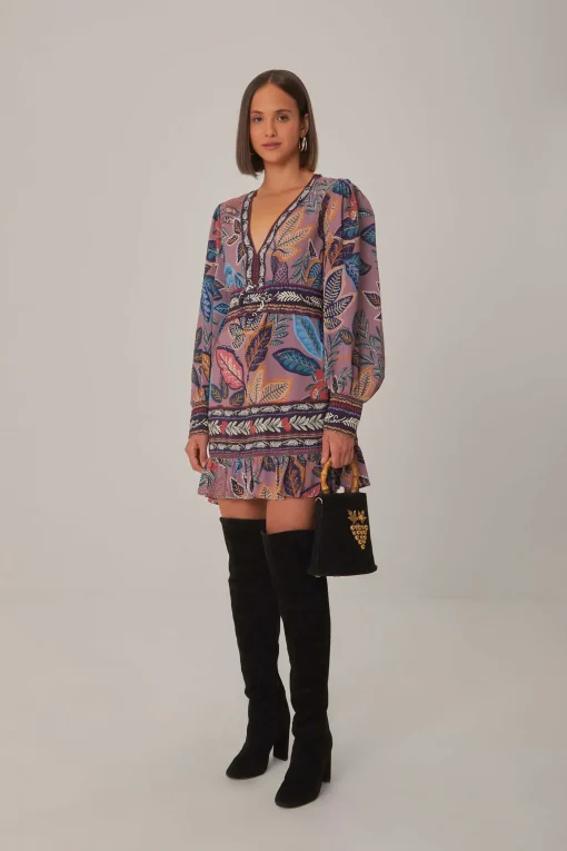 LAVENDER WILD NIGHT LONG SLEEVE MINI DRESS