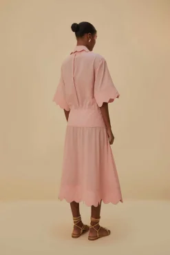  LIGHT PINK HEART DETAILED MIDI DRESS