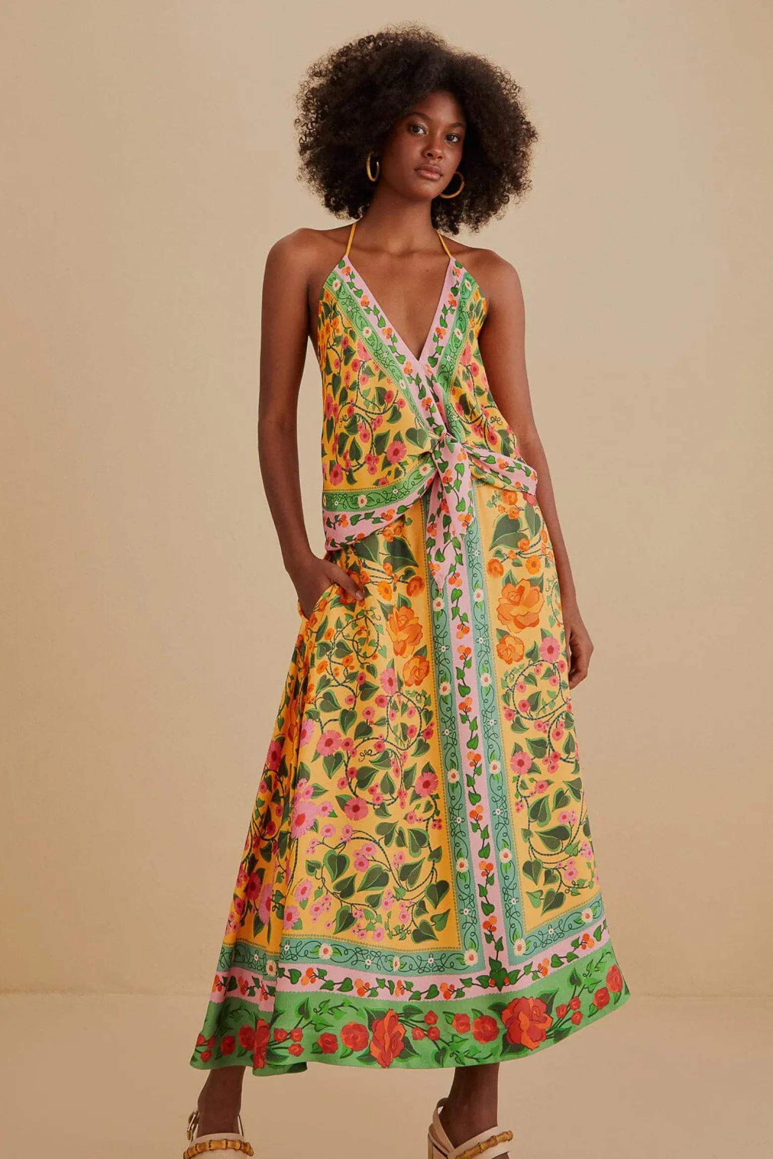 LIGHT YELLOW HEART IVY MIDI SKIRT