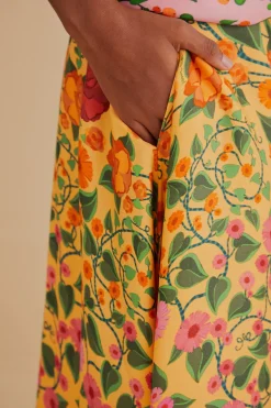 LIGHT YELLOW HEART IVY MIDI SKIRT