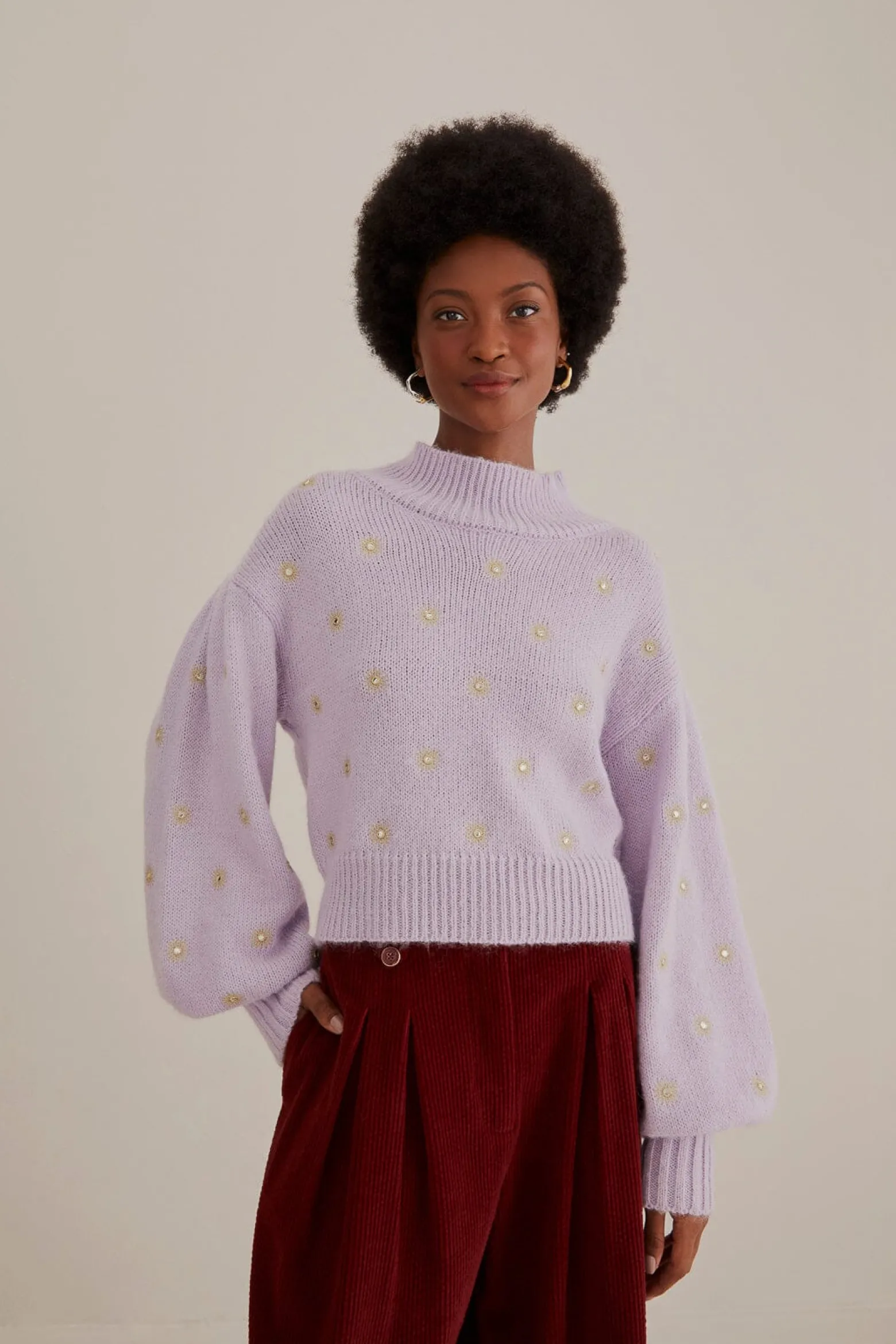 MIRROR EMBROIDERED KNIT SWEATER