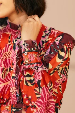 MIXED FLORAL RUFFLE MINI DRESS