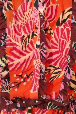 MIXED FLORAL RUFFLE MINI DRESS