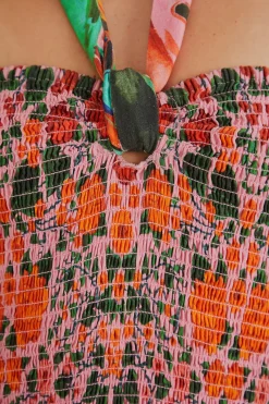  MIXED HEART IVY SCARF SLEEVELESS MIDI DRESS