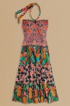  MIXED HEART IVY SCARF SLEEVELESS MIDI DRESS