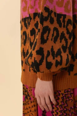 MIXED LEOPARDS KNIT CARDIGAN