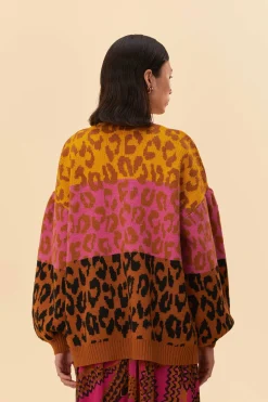 MIXED LEOPARDS KNIT CARDIGAN