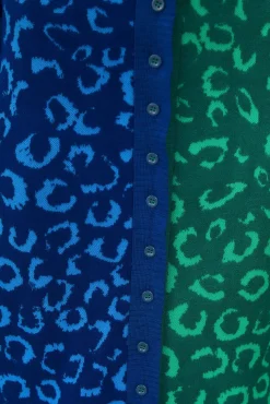 MIXED LEOPARDS KNIT MIDI CARDIGAN DRESS