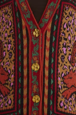 MIXED TAPESTRY PRINTS KNIT CARDIGAN