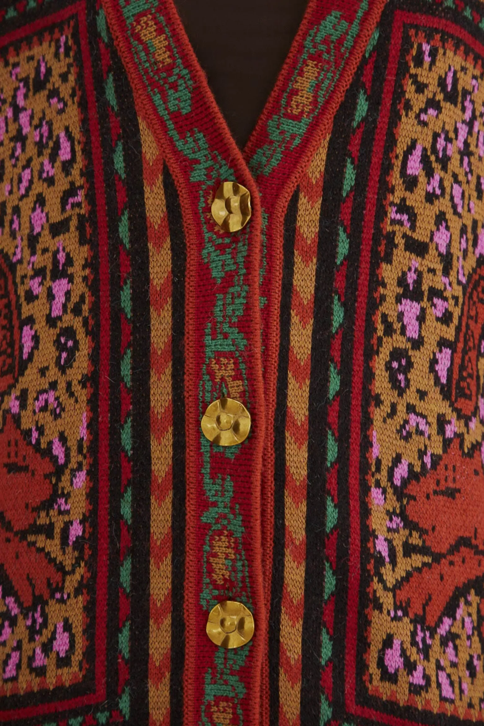 MIXED TAPESTRY PRINTS KNIT CARDIGAN