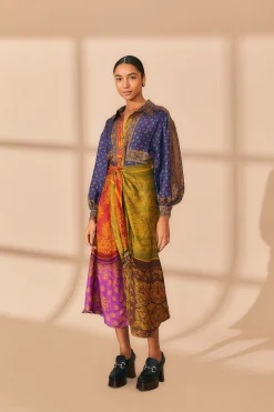 MULTICOLOR BANDANA DREAM MIDI SHIRTDRESS