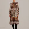  MULTICOLOR TAPESTRY GARDEN HIGH NECK MIDI DRESS