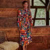  MULTICOLOR TROPICAL SHAPES LENZING™ ECOVERO™ VISCOSE MIDI DRESS