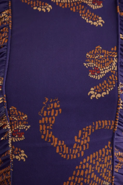  NAVY BLUE LEOPARDS  HIGH NECK MIDI DRESS