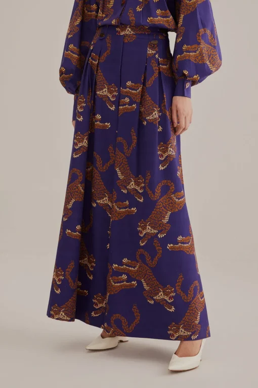  NAVY BLUE LEOPARDS TAILORED PANTS