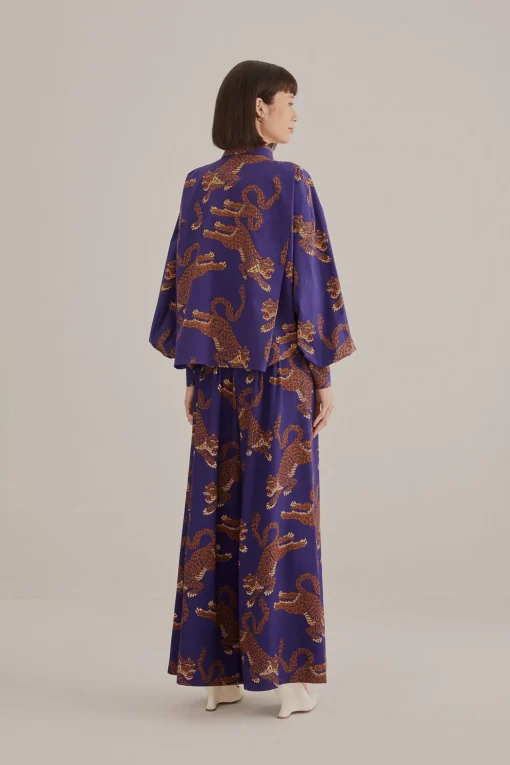  NAVY BLUE LEOPARDS TAILORED PANTS