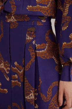  NAVY BLUE LEOPARDS TAILORED PANTS