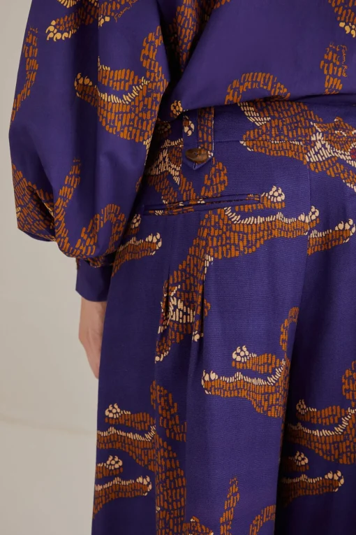  NAVY BLUE LEOPARDS TAILORED PANTS