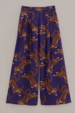  NAVY BLUE LEOPARDS TAILORED PANTS