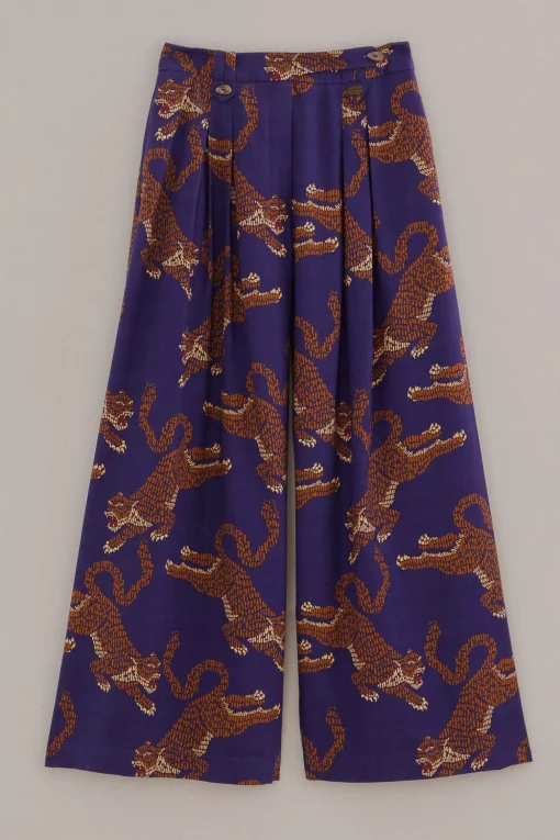  NAVY BLUE LEOPARDS TAILORED PANTS