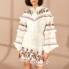 OFF-WHITE EMBROIDERED HORSES RUFFLE MINI DRESS