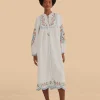  OFF-WHITE EMBROIDERED MIDI DRESS