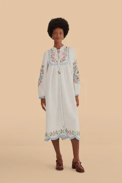  OFF-WHITE EMBROIDERED MIDI DRESS