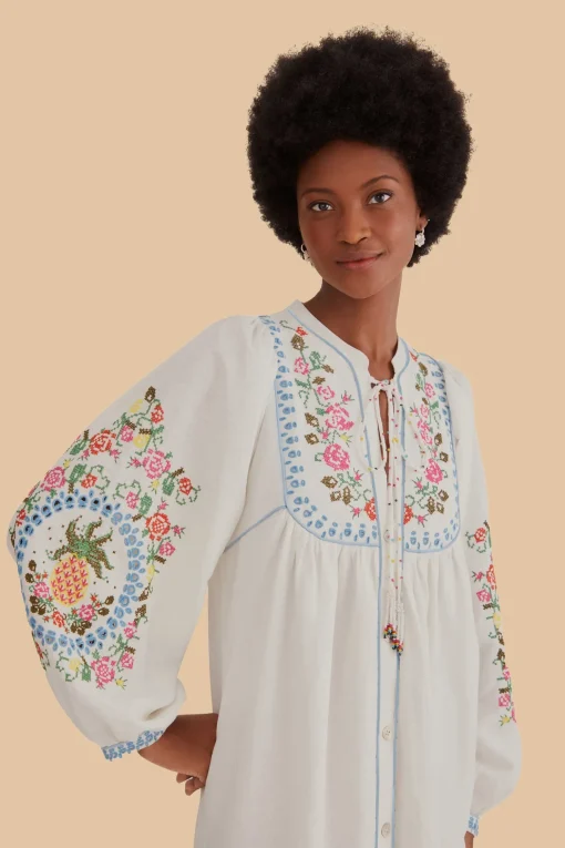  OFF-WHITE EMBROIDERED MIDI DRESS