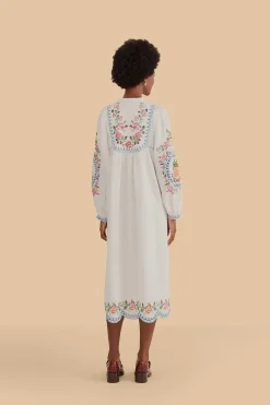  OFF-WHITE EMBROIDERED MIDI DRESS
