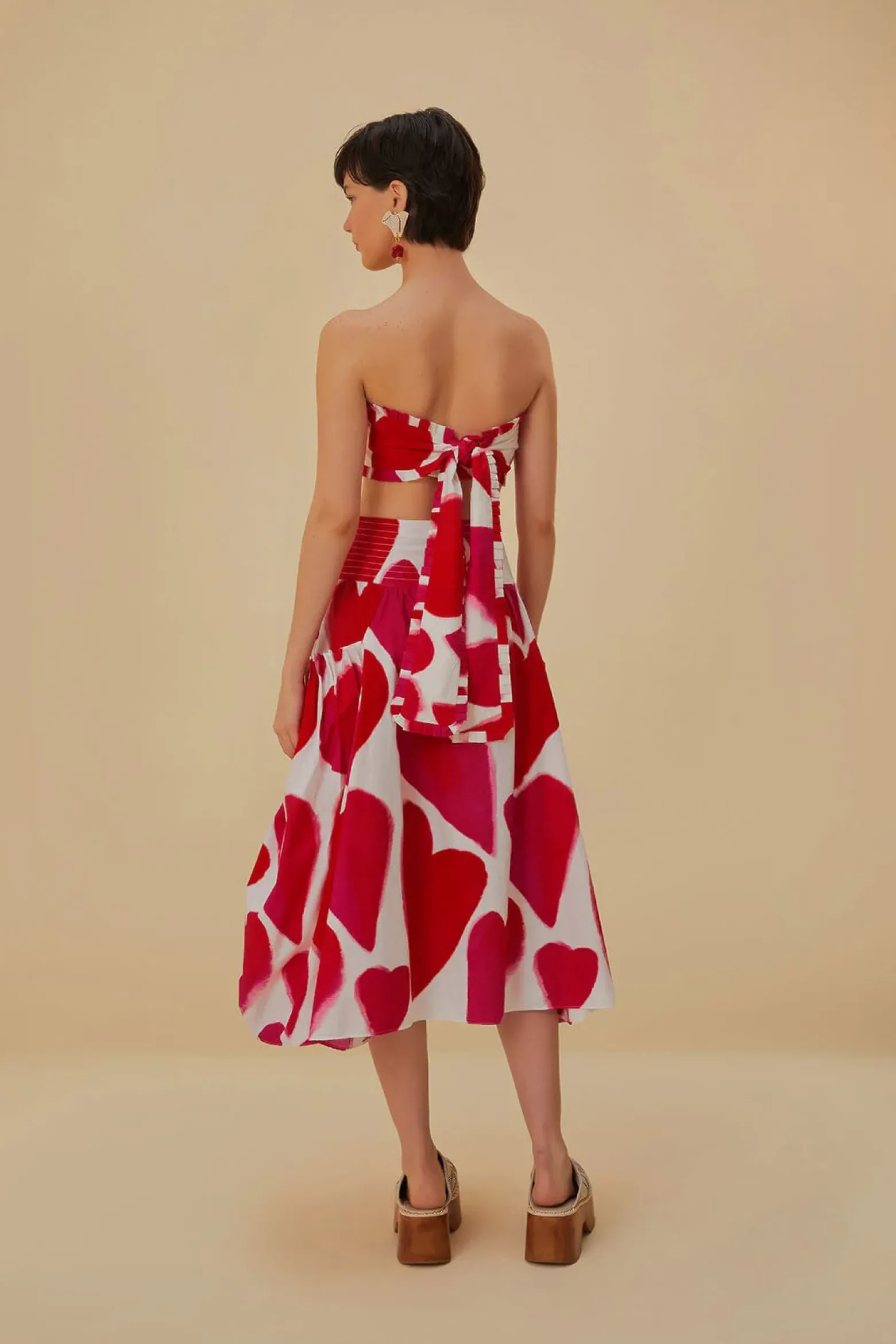 OFF-WHITE PAINTED HEARTS MIDI SKIRT