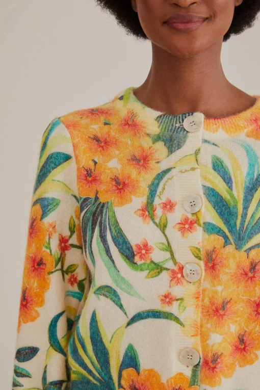  OFF-WHITE PINEAPPLE BLOOM KNIT CARDIGAN