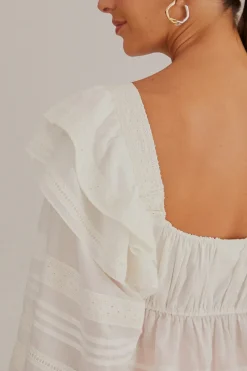  OFF-WHITE SQUARE NECKLINE BLOUSE