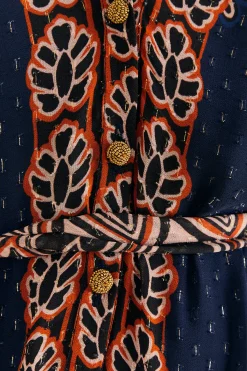  ORANGE AINIKA TAPESTRY SLIT MAXI DRESS