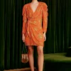  ORANGE SUNNY MOOD SEQUIN LONG SLEEVE MINI DRESS