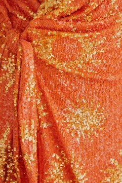ORANGE SUNNY MOOD SEQUIN LONG SLEEVE MINI DRESS