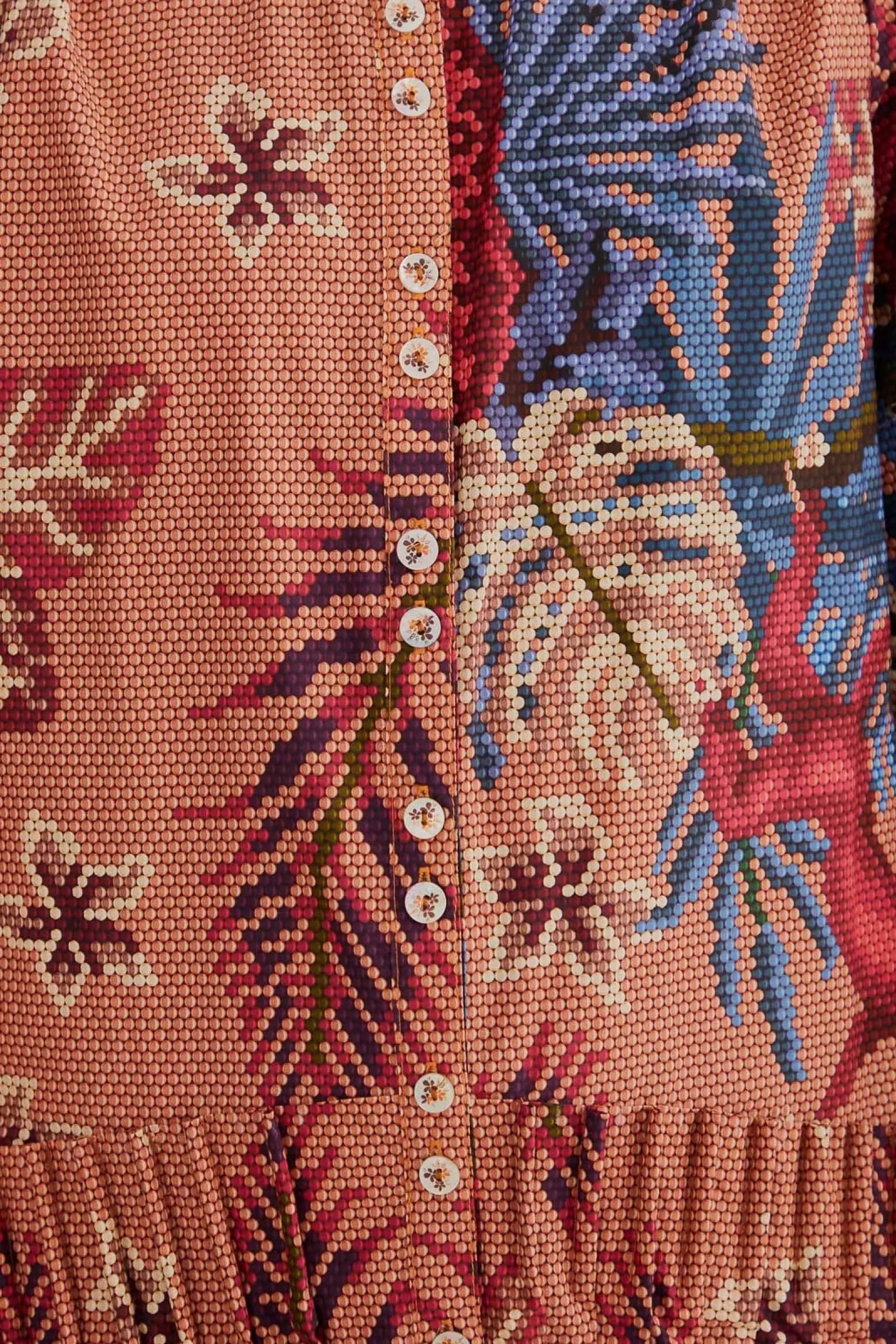 PINK BEADED FOREST LONG SLEEVE MINI DRESS