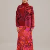  PINK BOLD FLORAL SATIN MAXI SKIRT