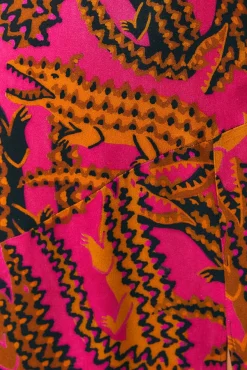  PINK CROCO LENZING™ ECOVERO™ VISCOSE SLIT MIDI DRESS