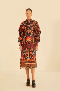  RED NATURE BEAUTY SCARF BACKLESS MIDI DRESS