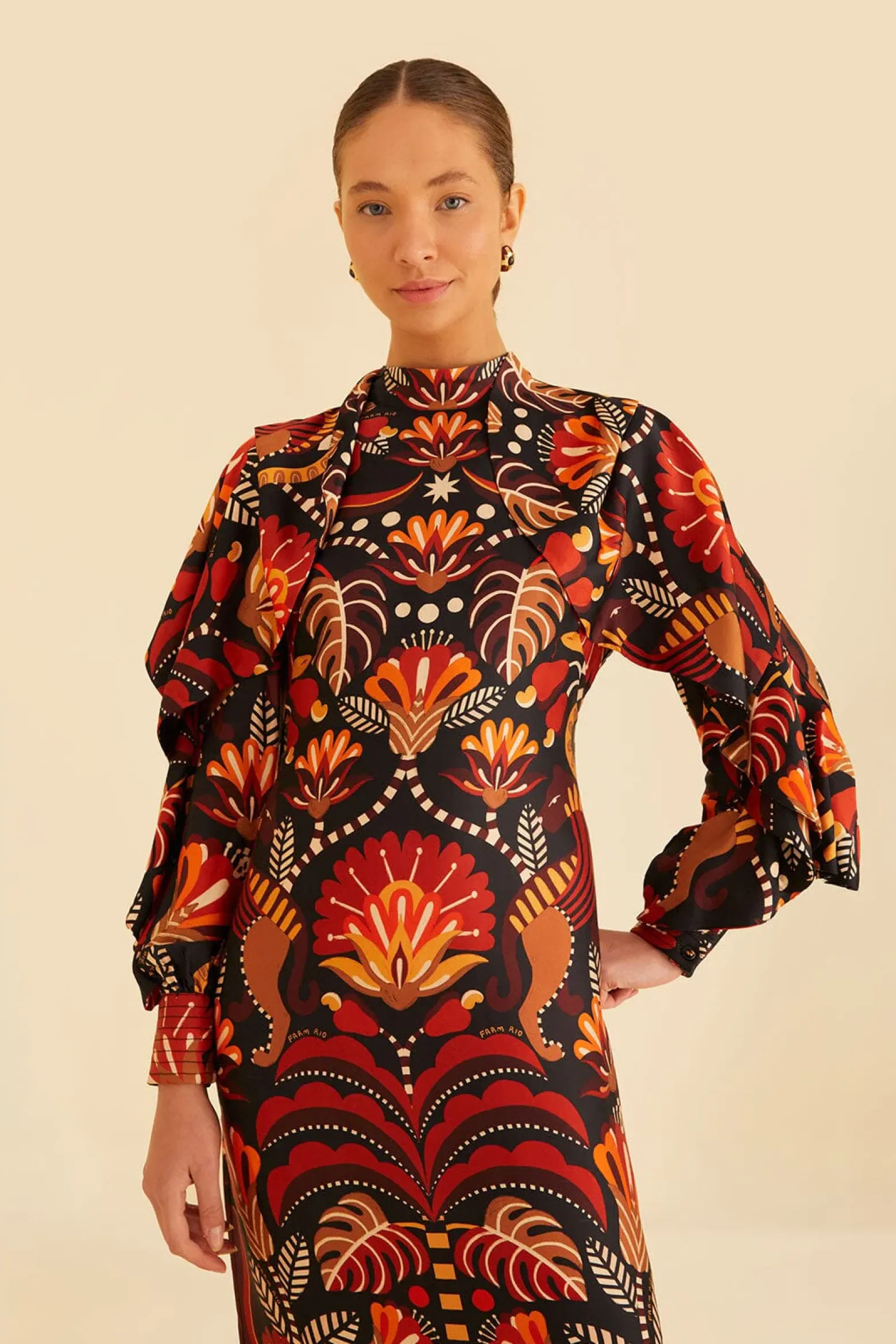 RED NATURE BEAUTY SCARF BACKLESS MIDI DRESS