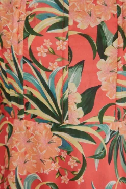 RED PINEAPPLE BLOOM CUT OUT MIDI DRESS