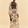  SAND PALMS PARADISE EMBROIDERED CUT OUT MIDI DRESS