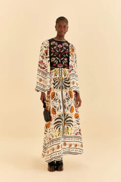  SAND PALMS PARADISE EMBROIDERED CUT OUT MIDI DRESS