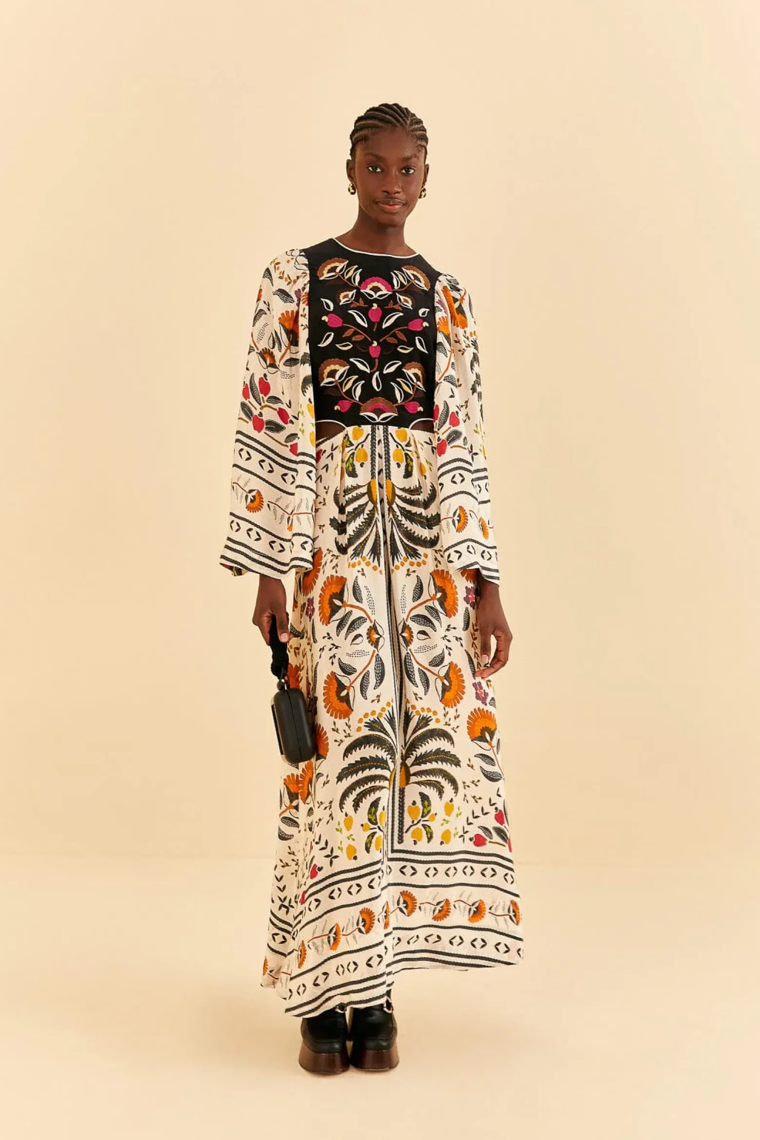 SAND PALMS PARADISE EMBROIDERED CUT OUT MIDI DRESS